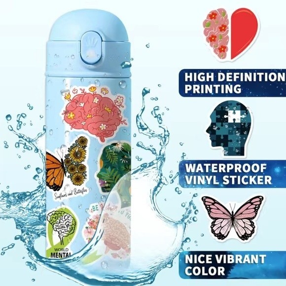 47 Pc Stickers Set Mental Health Theme Waterproof Vinyl Reusable Set! - Picture 8 of 9